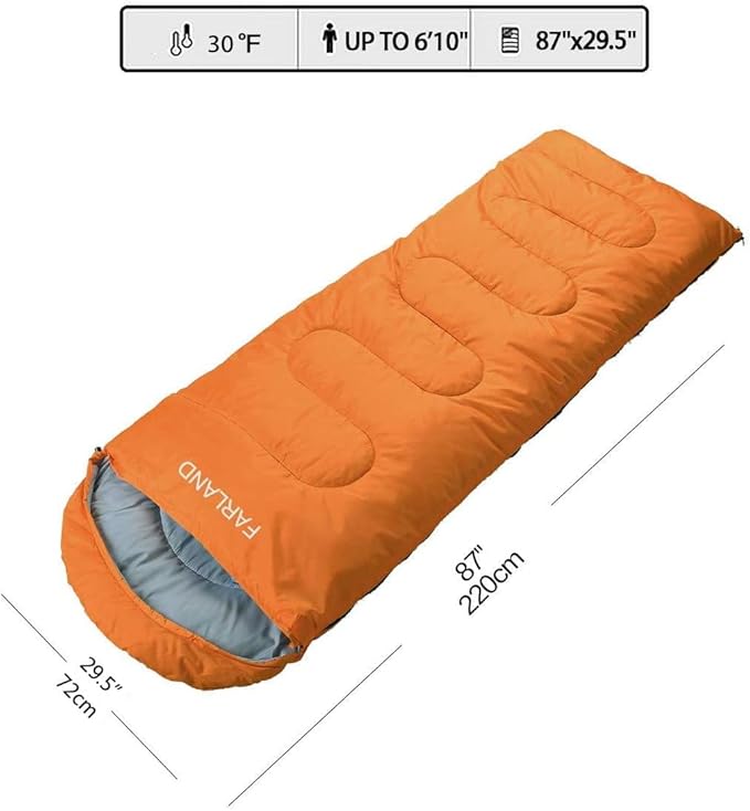 FARLAND Sleeping Bags 30℉ for Adults Teens Kids with Compression Sack Portable and Lightweight for 3-4 Season Camping, Hiking,Waterproof, Backpacking and Outdoors