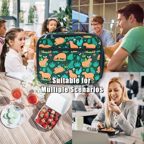 Capybaras Lunch Bag Insulated Reusable Lunch Box Kids Girls Boys Cooler Thermal Tote Bag For Men Women School Work Picnic
