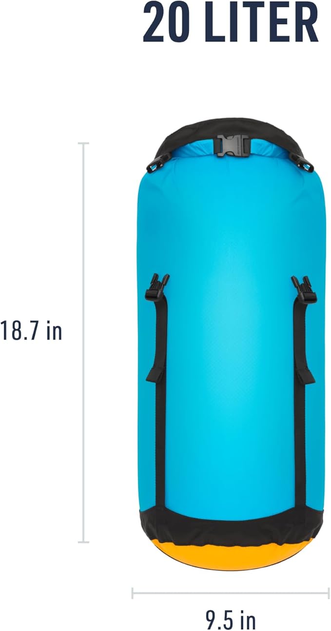 Sea to Summit eVac Ultra-Lightweight Compression Dry Bag, Waterproof Dry Storage, 20 Liter, Atoll Blue