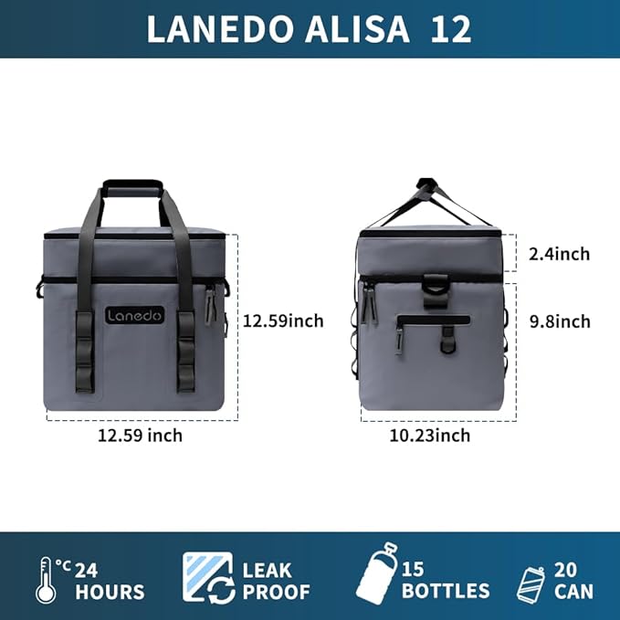 Lisa Lunch Soft Cooler 20/36 Can, Insulated Bag Portable Ice Chest Box for Lunch, Beach, Drink, Beverage, Travel, Camping, Picnic, Car, Trips, Cooler Leak-Proof