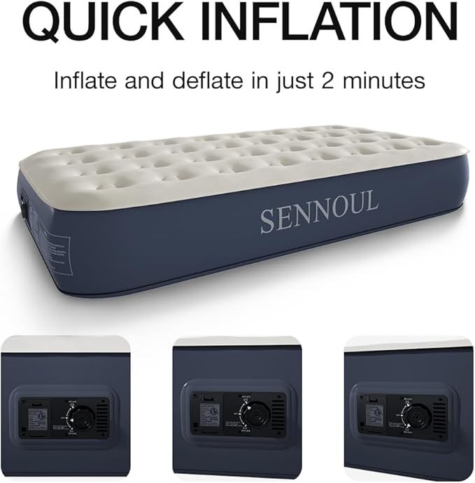 Air Mattress Twin with Built in Pump - 2 Mins Quick Self Inflatable,13"/550lbs Max Blow Up Bed, All Night Stability No Lost Air，No Peculiar Smell for Camping,Home,Guests & Portable Travel