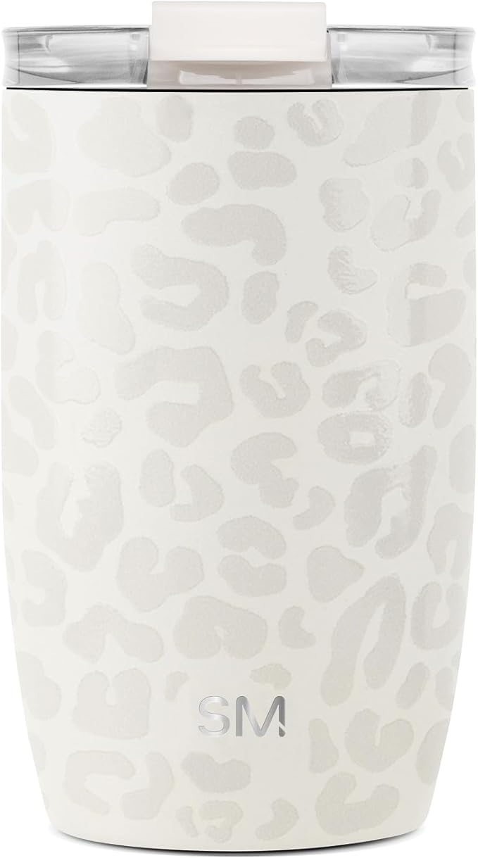 Simple Modern Travel Coffee Mug Tumbler with Flip Lid | Reusable Insulated Stainless Steel Cold Brew Iced Coffee Cup Thermos | Gifts for Women Men Him Her | Voyager Collection | 12oz | Cream Leopard