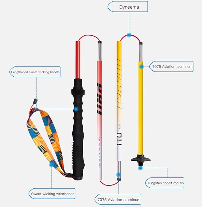 AONIJIE Trekking Poles -2 Ultralight Collapsible Carbon Fiber Hiking Poles with Anti-Shock and Quick Lock System, Folding Walking Sticks for Hiking, Camping