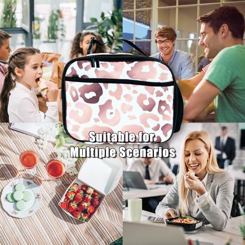 Leopard Lunch Bag Insulated Reusable Lunch Box Kids Girls Boys Cooler Thermal Tote Bag For Men Women School Work Picnic