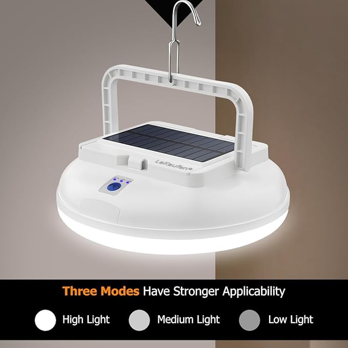 4500LM Solar Camping Light - Portable LED Camping Lantern Hanging IPX4 Waterproof Tent Lights, USB Rechargeable Outdoor Lamp for Camping, Hurricane, Emergency, Hiking, Power Outages (126LEDs)