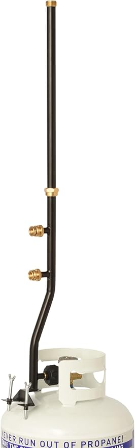Flame King FK-DP2PC 3 Outlet Adapter 20 to 1LB Propane Distribution Post Pole Tree Stem Stand for Stove, Lanterns, and Camping, Black