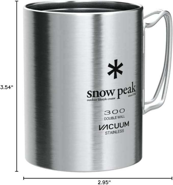 Snow Peak Double Wall Stainless Steel Vacuum Insulated Mug, Lightweight, Durable, Camping, 300ml