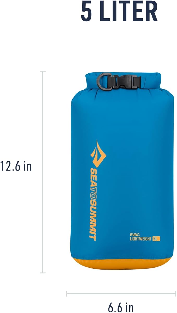 Sea to Summit eVac Dry Bag, Roll-Top Compression Sack, 5 Liter, Turkish Tile Blue