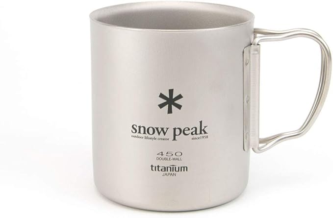 Snow Peak Double Wall Titanimum Insulated Mug, Lightweight, Durable, Camping, 450ml