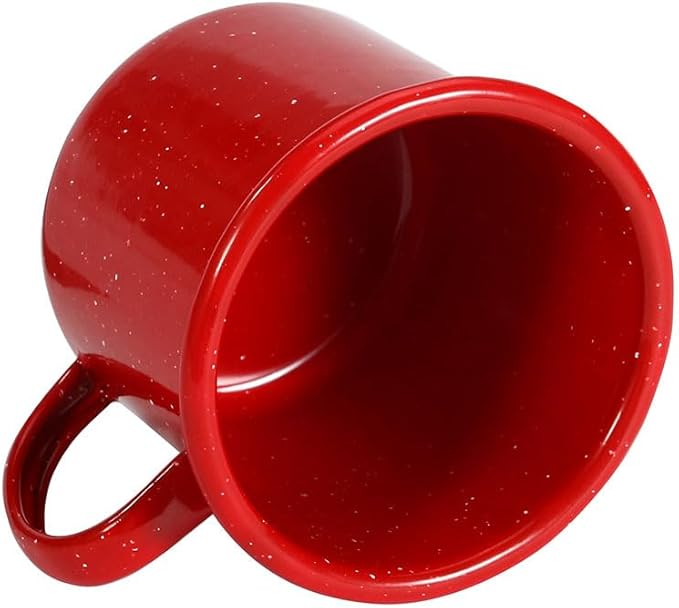 Set of 4 16oz Outdoor Camping Mugs- Enamel Camping Mugs-Enamel Coffee Tea Camping Cup Mugs-Coffee Tea Cups for Camping Fishing Picnic Hiking Home Office, Portable & Reusable (Red-4 pcs)