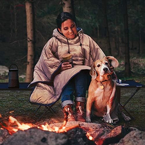 Camp Poncho Sleeping Bag Wearable Hooded Blanket - Envelope Lightweight Thermal Cloak Cape Windproof with Premium Stuff Compression Sack for Backpacking Hiking Hunting Fishing Outdoor Sport