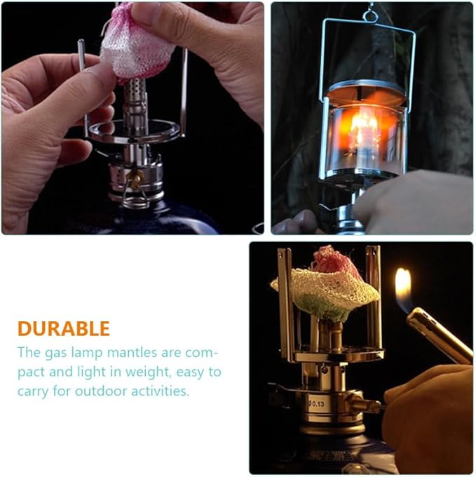 EXCEART 12pcs Gas Lantern Mantles Replacement for Outdoor Camping Lightweight Odorless Easy to Install Suitable for Propane and Kerosene Lamps for Hiking and Long-Term Use