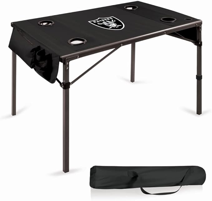 PICNIC TIME NFL Portable Soft Top Travel Table, Black