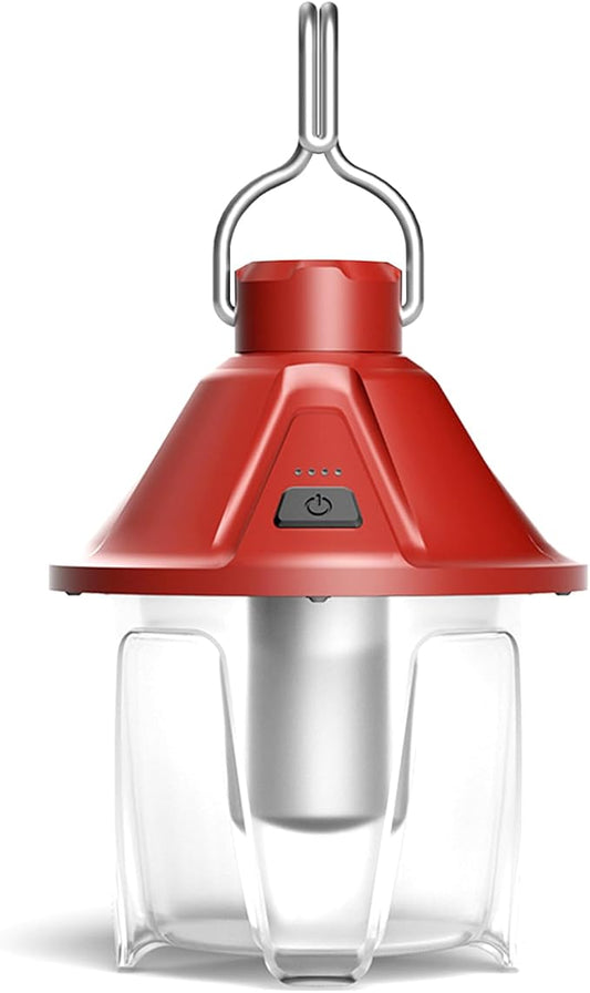 LED Camping Lantern Flashlight Rechargeable, Waterproof Survival Camping Lantern, Portable Tent Light with 5 Light Modes for Hurricane, Hiking, Power Outages (Red)