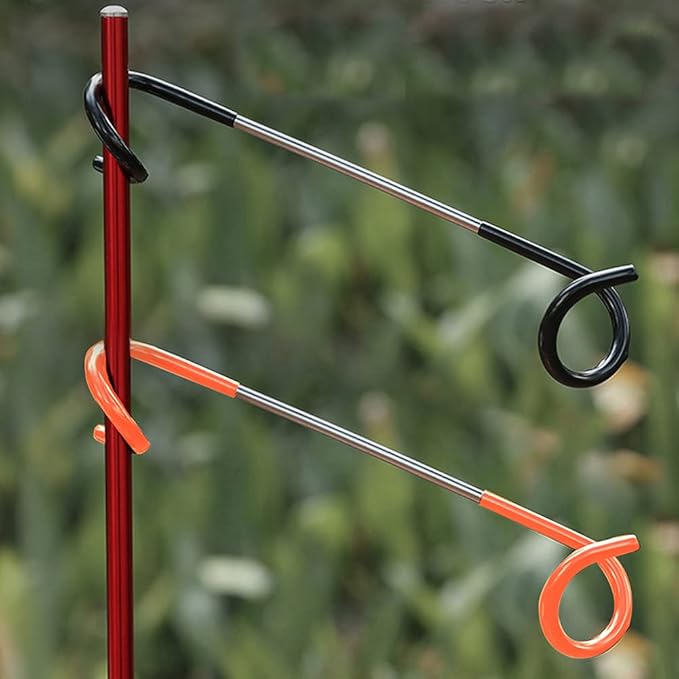 Alnicov 2PCS Camping Hook Hanger,Hook Lantern Lamp Hanger Tent Pole Post Hook Hanging for Fishing Camping Travelling Adventure,Orange