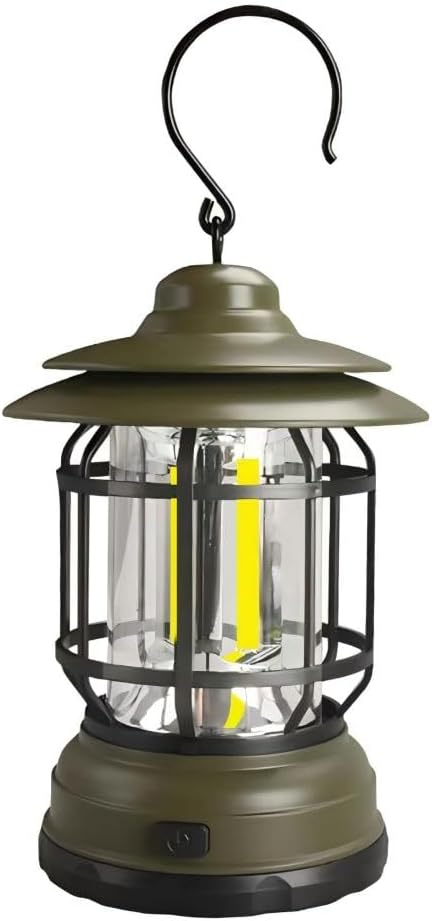 Rechargeable Camping Lantern,Outdoor Camping Light with USB Charging Port,Fearless of Wind and rain,Suitable for Garden,Courtyard,and Lawn Use(Green)