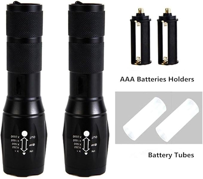 2 Pack Tactical Flashlights Torch, Military Grade 5 Modes High Lumens Led Waterproof Handheld Flashlight for Camping Biking Hiking Outdoor Home Emergency, Camping Essentials Gear