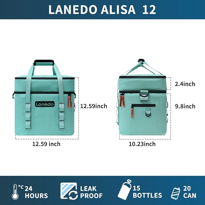 Lisa Lunch Soft Cooler 20/36 Can, Insulated Bag Portable Ice Chest Box for Lunch, Beach, Drink, Beverage, Travel, Camping, Picnic, Car, Trips, Cooler Leak-Proof