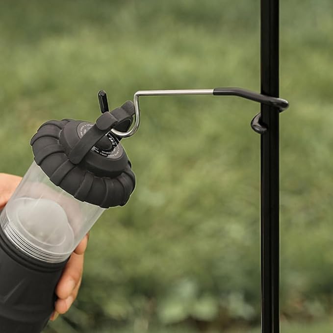 3Pcs Outdoor Camping Lamp Pole Hooks, Non-Slip Portable Multi-Functional S Hooks for Tent Light, String Lights, and Outdoor Hanging, Steel and Rubber