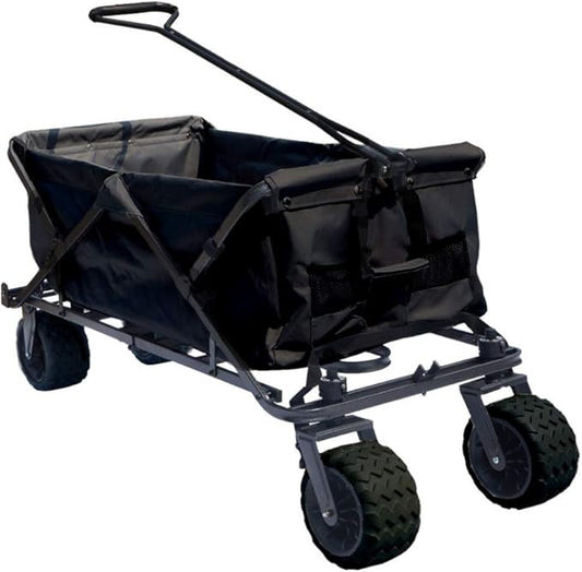 Impact Canopy Folding Collapsible Utility Wagon with All-Terrain Wheels, Black