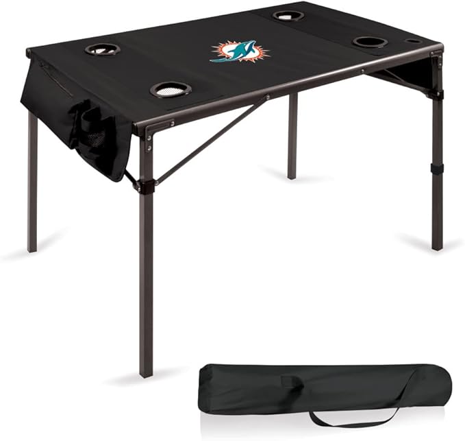 PICNIC TIME NFL Portable Soft Top Travel Table, Black