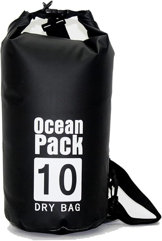 YDYJKI Floating Waterproof Dry Bag for Travel 5L/10L/20L/30L, Roll Top Sack Keeps Gear Dry for Kayaking, Rafting, Boating, Swimming, Camping, Hiking, Beach, Fishing (Black, 10L)
