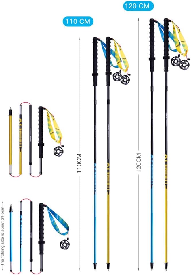 AONIJIE Trekking Poles -2 Ultralight Collapsible Carbon Fiber Hiking Poles with Anti-Shock and Quick Lock System, Folding Walking Sticks for Hiking, Camping