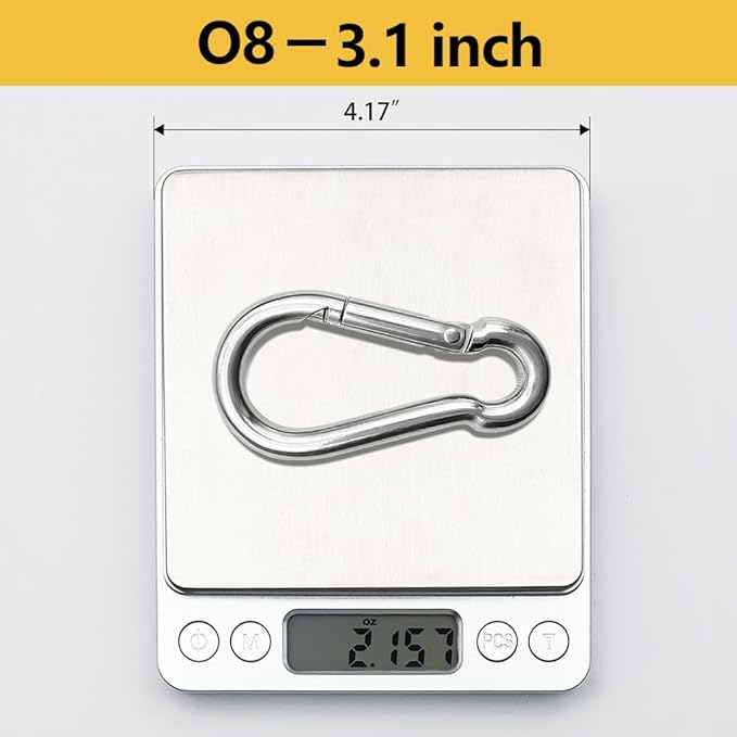 Stainless Steel Carabiner Clips Heavy Duty.Spring Snap Hook Carabiner 12 Pack.