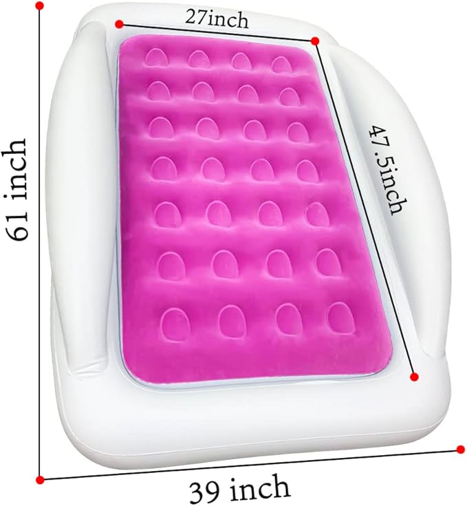 Inflatable Kids Travel Bed Toddler Air Mattress Set,Portable Blow Up Mattress Sleeping Bed Cot with Bed Rails and Electric Pump Ideal for Road Trip