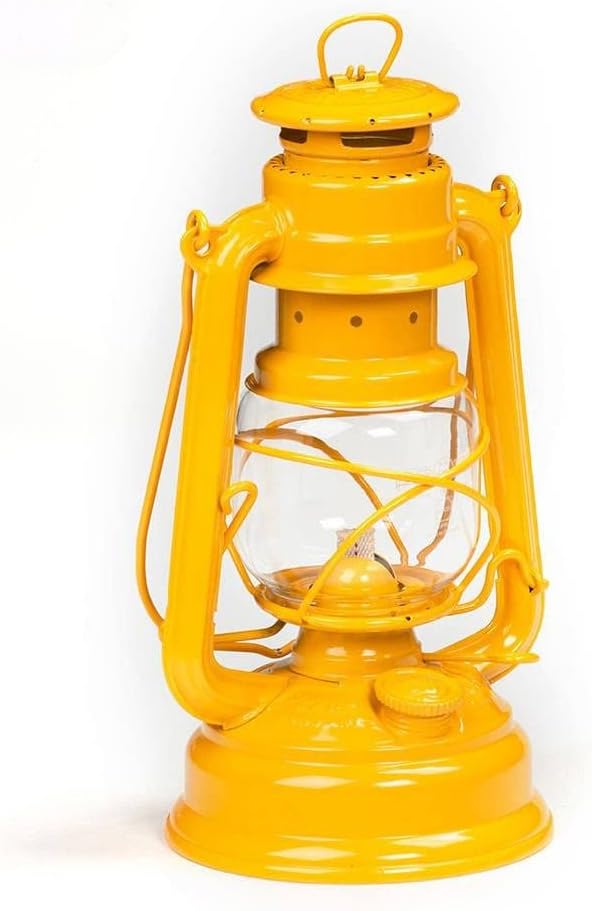 Outdoor Kerosene Fuel Lantern, German Made Weather Resistant Baby Special 276 Galvanized Hurricane Lamp for Camping or Patio, 10 Inches, Yellow