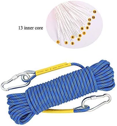 X XBEN Outdoor Climbing Rope 10M(32ft) 20M(64ft) 30M(96ft) 50M(160ft) 70M(230ft) 152M(500FT) 352M(1000FT) Static Rock Climbing Rope for Escape Rope Ice Climbing Equipment Fire Rescue Parachute
