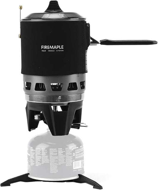 Fire-Maple "Fixed Star 3" Personal Cooking System | Pot/Jet Burner Stove System with Electric Ignition | Ideal for Hiking, Camping, Backpacking, Fishing, Hunting Trips and Emergency Use, Black