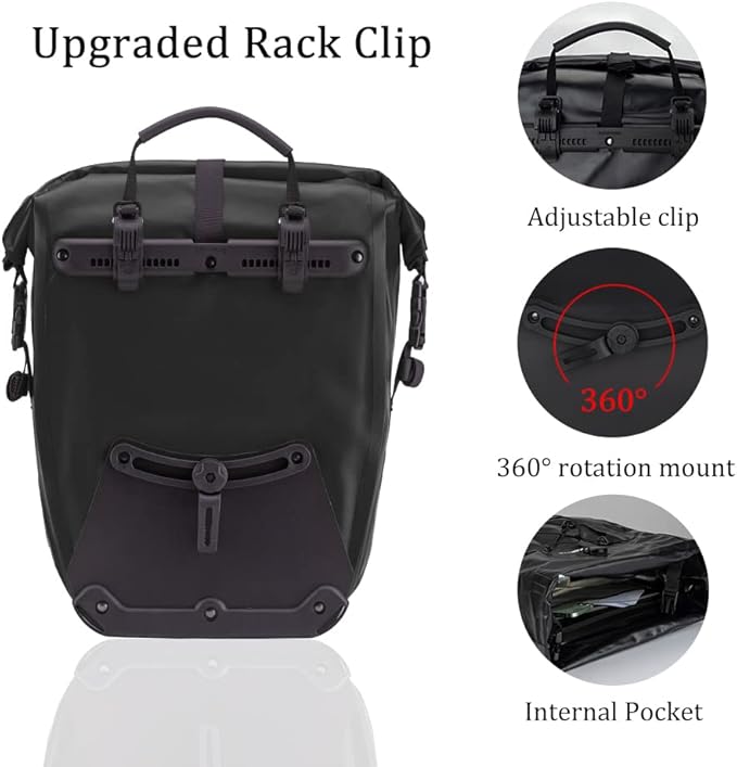 ROCKBROS Bike Panniers Waterproof Rear Rack Bag Max 30L Large Capacity for Cycling Traveling Commuting