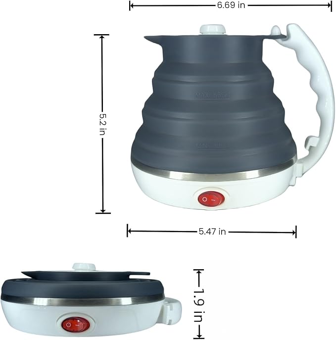 Travel Electric Kettle Small, Collpasible Electric Kettle, Portable Tea Kettle + Paperless Collapsible Pour Over Coffee Dripper, Travel Pour Over Coffee Maker Camping Single Cup (Black)