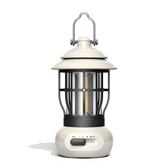 Camping Lantern, COB Lantern for Power Outage, Suitable for Indoor and Outdoor, Beige