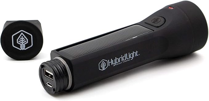 Journey 300 Solar LED Waterproof Flashlight with USB Phone Charger, Black