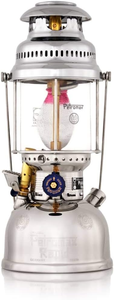 Petromax HK500 Pressurized Lantern, 500 Candlepower with 1 Quart Kerosene Tank for Home, Camping or Emergency Lighting, Hand Assembled High Pressure 400 Watt Lamp, Chrome