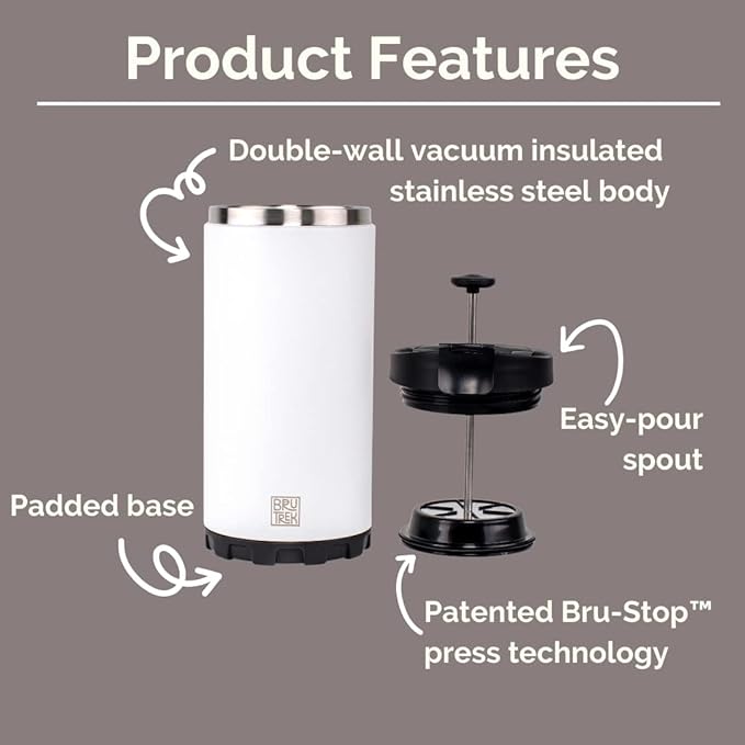 Steel Toe 3.0 Travel Coffee Press - Brew 20 fl.oz On The Go - No Spill Lid, Double Wall Vacuum Insulated Stays Hot for Hours, French Press Coffee (Red Rock)