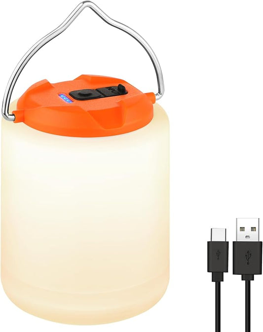 LED Camping Lantern, Rechargeable Camping Light, 4 Modes Outdoor Flashlights Lanterns with 1000LM, Water Resistant Portable Emergency Camp Light for Hurricane Hiking Survival Kits - Orange