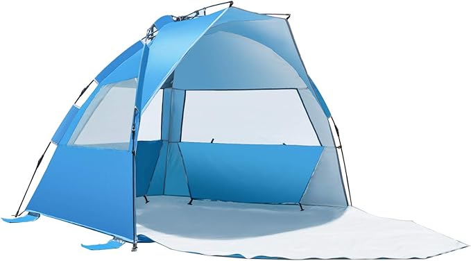 Beach Tent-Outdoors Easy Up Cabana Tent Sun Shelter Beach Umbrella, Deluxe Large for 5-6 Person Blue