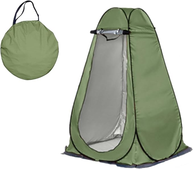 Versatile Pop-Up Privacy Tent for Outdoor Shower, Changing Room, Portable Toilet, and Camping Shelter - Olive drab, Military Green - with Zipper Doors and Windows - 47.24“x47.24”x74.80“