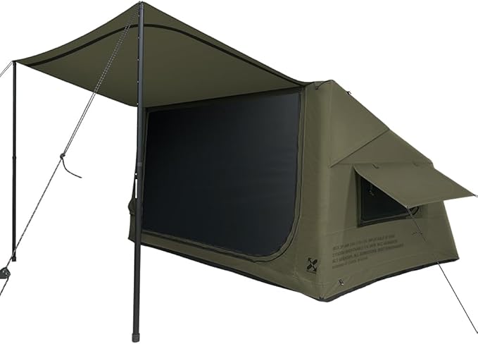 2025 Upgraded Canvas Inflatable Camping Tent with Pump, Easy Setup Blow Up Air Tent for Camping,No Assembly Needed Air Tent with Mesh Skylight Windows&Doors