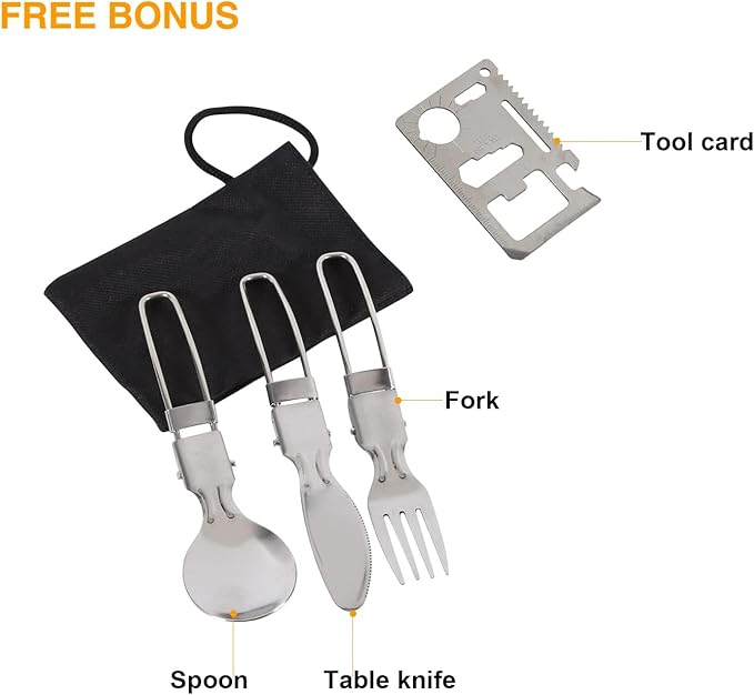 REDCAMP 12/14/15/19 PCS Camping Cookware Mess Kit Camping Gear Campfire Utensils Lightweight Stackable Pot Pan Bowls Soup Spoon with Storage Bag for Camping, Backpacking, Outdoor Cooking, Picnic