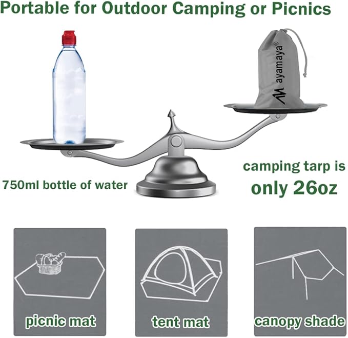Tent Footprint + 4 Person Pop Up Tent, Waterproof Tent & 13x9 FT Large Size Ground Cloth for Camping Hiking Picnic