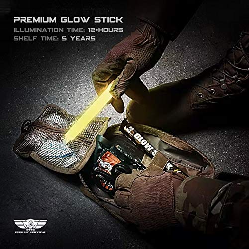 EVERLIT Survival Emergency Glow Sticks- 6 Inches Light Sticks for First Aid Kit, Survival Kit, Camping, Hiking, Outdoor, Disasters, Emergencies Up to 12 Hours Duration… (12 Pack, Yellow)