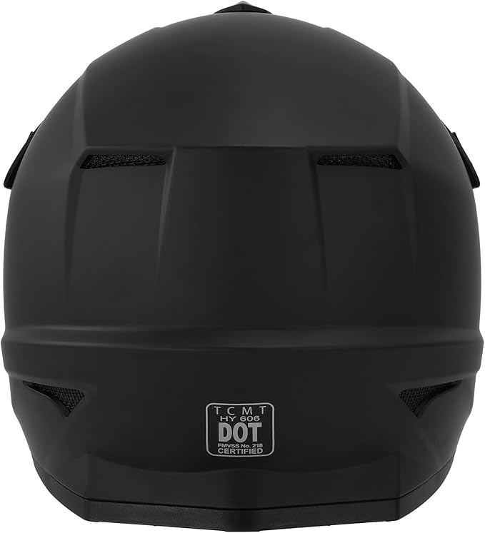 TCT-MOTORPARTS DOT Youth Kids Motocross ATV Full Face Helmets for Offroad Street Dirt Bike Go-Kart BMX MX Matte Black X-Large