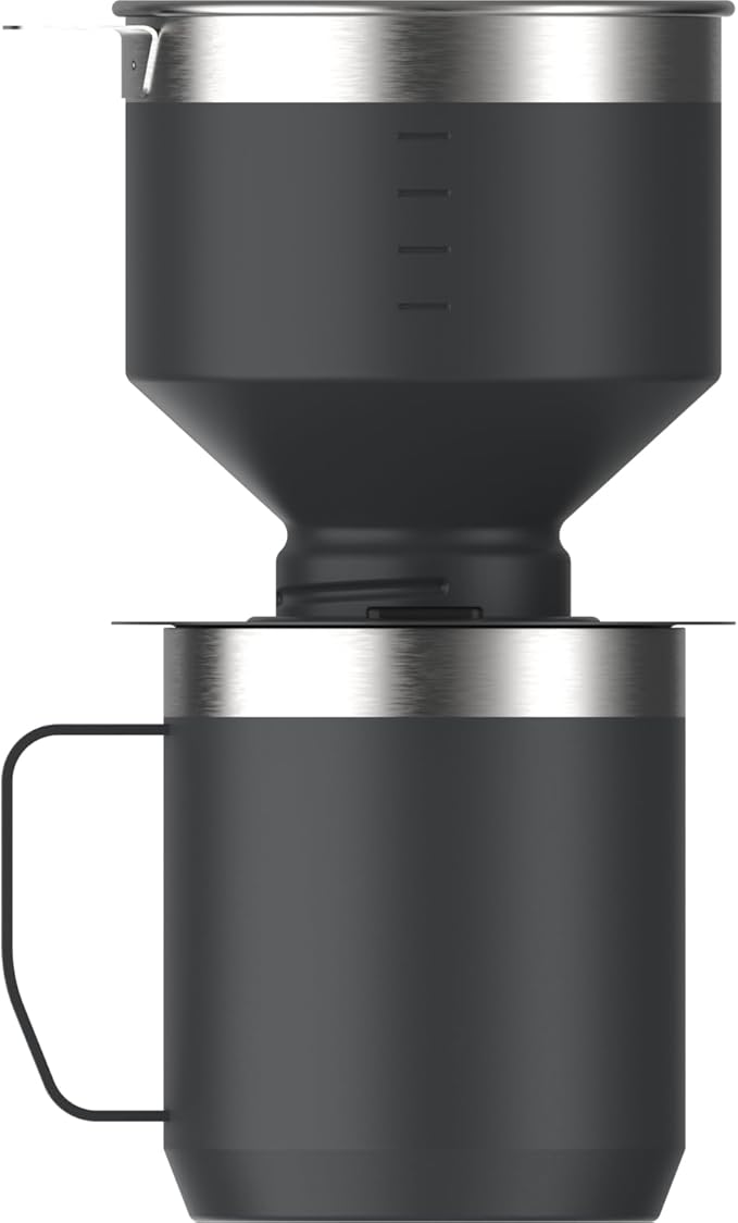 Stanley Perfect Brew Pour Over Set | 20oz/12oz Camp Mug with Lid Included | Drip Coffee Maker with Reusable Filter | Insulated Stainless Steel | BPA-Free | Black 2.0