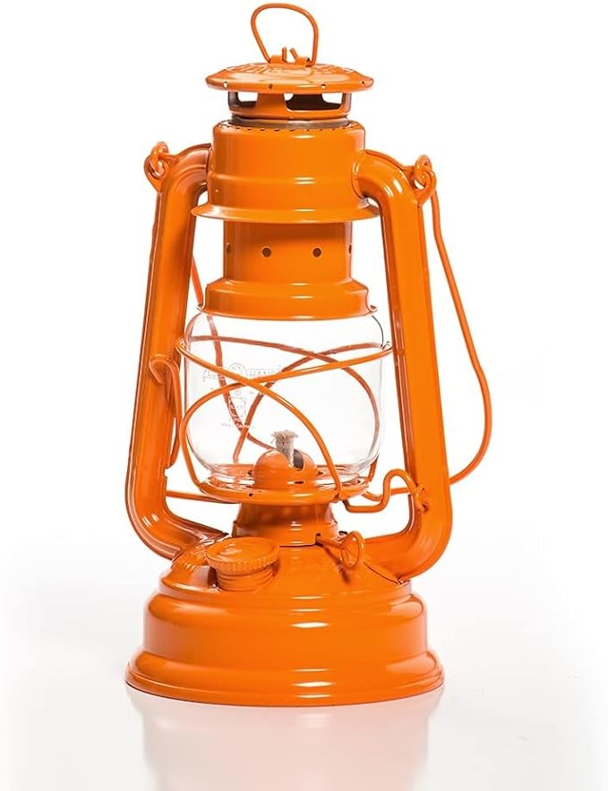 Outdoor Kerosene Fuel Lantern, German Made Weather Resistant Baby Special 276 Galvanized Hurricane Lamp for Camping or Patio, 10 Inches, Pastel Orange