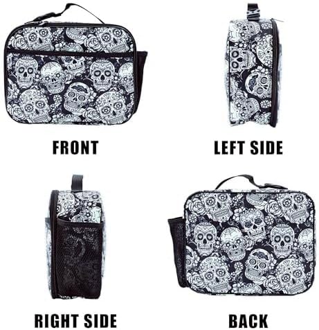 Skull Lunch Bag Insulated Reusable Lunch Box Kids Girls Boys Cooler Thermal Tote Bag For Men Women School Work Picnic