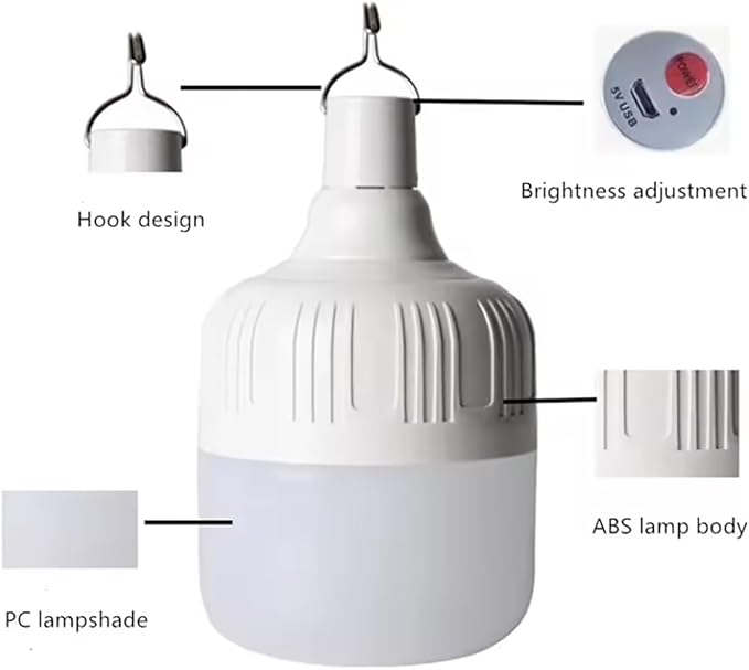 [800 Lumens] Rechargeable Camping Lantern , IPX7 Waterproof LED Emergency Light - 1200mAh Battery, USB Charging, 5 Light Modes for Tent/Hiking/Hurricane (20W)